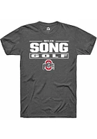 Meijin Song  Ohio State Buckeyes Dark Grey Rally NIL Stacked Box Short Sleeve T Shirt