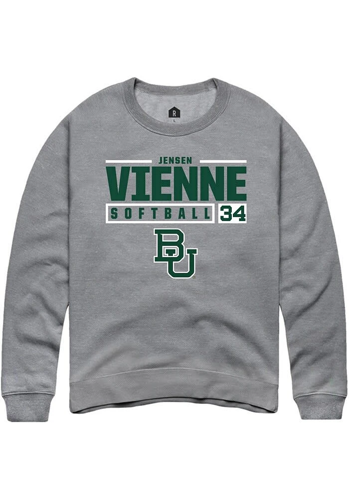 Jensen Vienne Rally Baylor Bears Mens Graphite NIL Stacked Box Long Sleeve Crew Sweatshirt