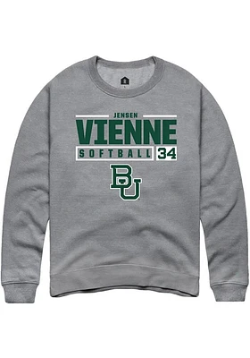 Jensen Vienne  Rally Baylor Bears Mens Graphite NIL Stacked Box Long Sleeve Crew Sweatshirt