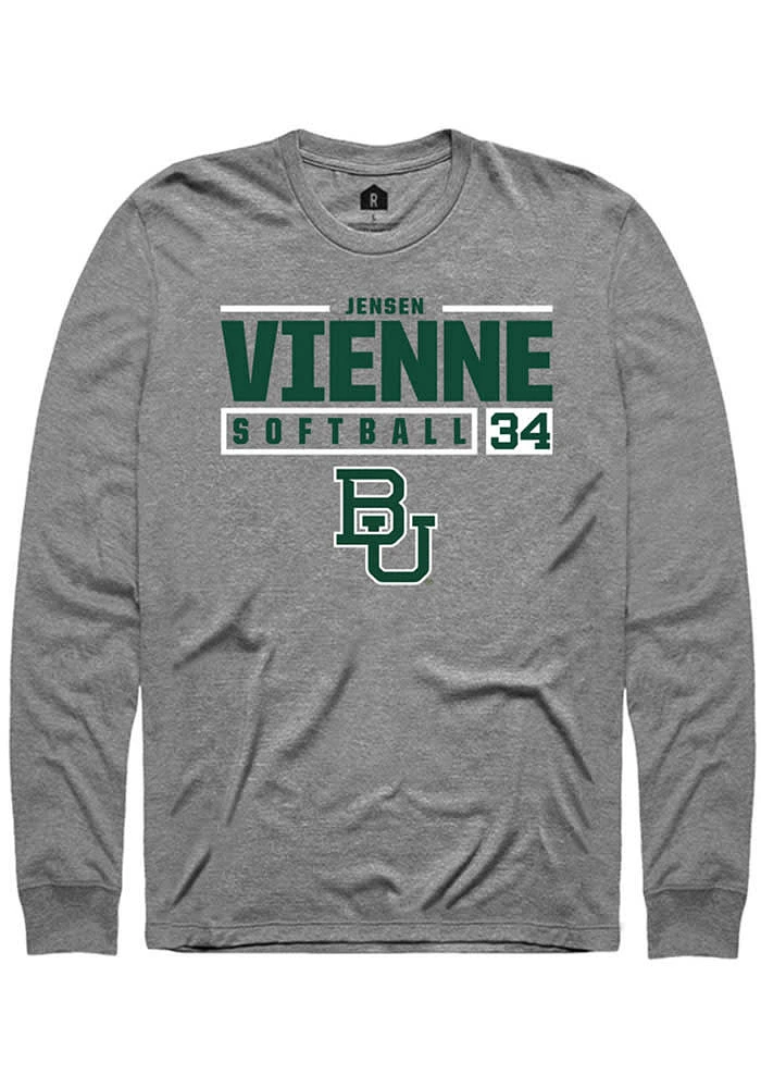 Jensen Vienne Baylor Bears Graphite Rally NIL Stacked Box Long Sleeve T Shirt
