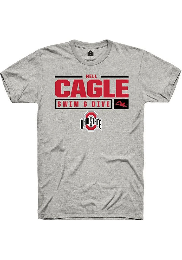 Nell Cagle  Ohio State Buckeyes Ash Rally NIL Stacked Box Short Sleeve T Shirt