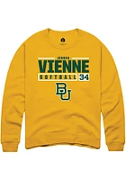 Jensen Vienne  Rally Baylor Bears Mens Gold NIL Stacked Box Long Sleeve Crew Sweatshirt
