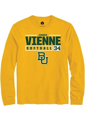 Jensen Vienne  Baylor Bears Gold Rally NIL Stacked Box Long Sleeve T Shirt
