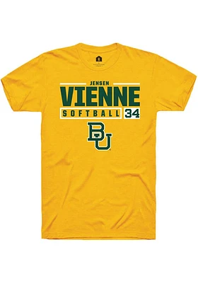 Jensen Vienne  Baylor Bears Gold Rally NIL Stacked Box Short Sleeve T Shirt