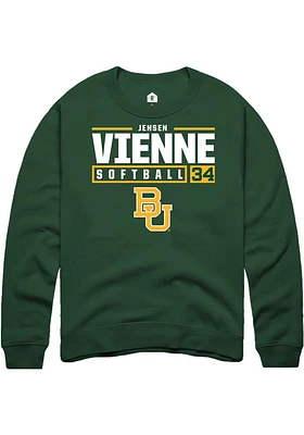 Jensen Vienne  Rally Baylor Bears Mens Green NIL Stacked Box Long Sleeve Crew Sweatshirt