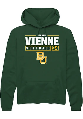 Jensen Vienne  Rally Baylor Bears Mens Green NIL Stacked Box Long Sleeve Hoodie