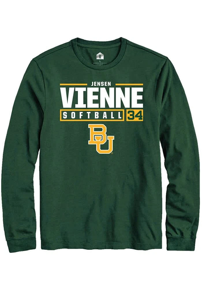 Jensen Vienne Baylor Bears Green Rally NIL Stacked Box Long Sleeve T Shirt