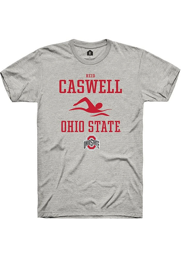 Reid Caswell Ohio State Buckeyes Ash Rally NIL Sport Icon Short Sleeve T Shirt