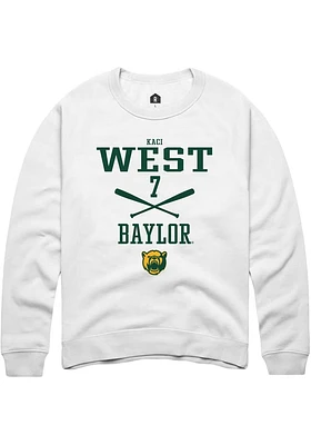 Kaci West  Rally Baylor Bears Mens White NIL Sport Icon Long Sleeve Crew Sweatshirt