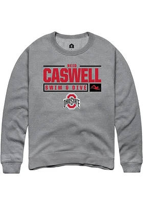 Reid Caswell  Rally Ohio State Buckeyes Mens Graphite NIL Stacked Box Long Sleeve Crew Sweatshirt