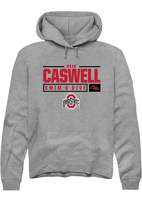 Reid Caswell  Rally Ohio State Buckeyes Mens Graphite NIL Stacked Box Long Sleeve Hoodie