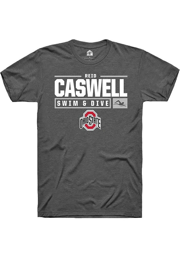 Reid Caswell Ohio State Buckeyes Dark Grey Rally NIL Stacked Box Short Sleeve T Shirt