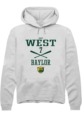 Kaci West  Rally Baylor Bears Mens White NIL Sport Icon Long Sleeve Hoodie