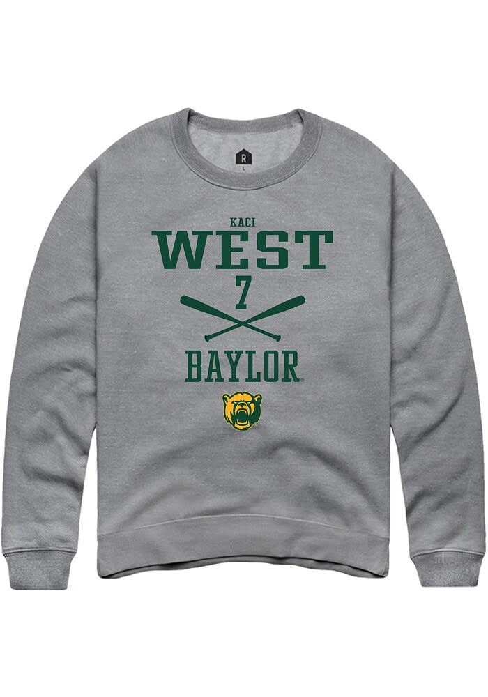 Kaci West Rally Baylor Bears Mens Graphite NIL Sport Icon Long Sleeve Crew Sweatshirt