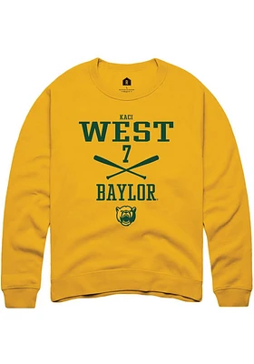 Kaci West  Rally Baylor Bears Mens Gold NIL Sport Icon Long Sleeve Crew Sweatshirt