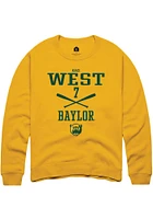 Kaci West  Rally Baylor Bears Mens Gold NIL Sport Icon Long Sleeve Crew Sweatshirt