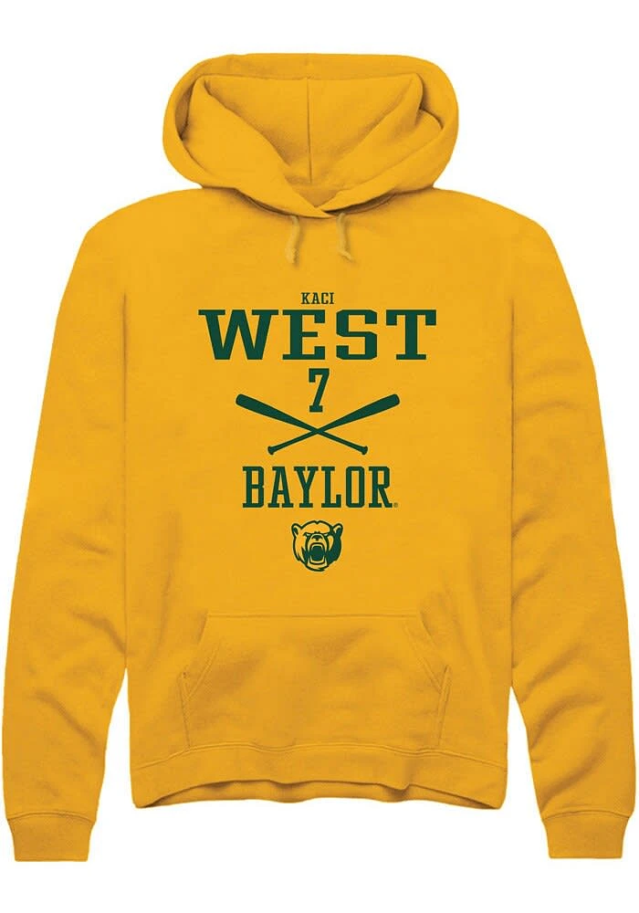 Kaci West Rally Baylor Bears Mens Gold NIL Sport Icon Long Sleeve Hoodie
