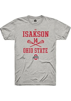 SK Isakson  Ohio State Buckeyes Ash Rally NIL Sport Icon Short Sleeve T Shirt