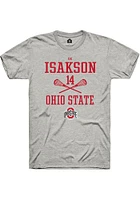 SK Isakson  Ohio State Buckeyes Ash Rally NIL Sport Icon Short Sleeve T Shirt