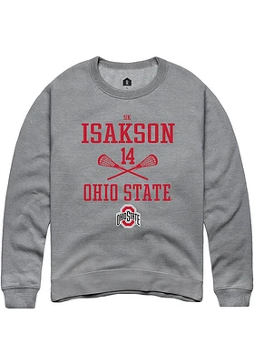 SK Isakson  Rally Ohio State Buckeyes Mens Graphite NIL Sport Icon Long Sleeve Crew Sweatshirt