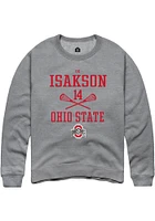 SK Isakson  Rally Ohio State Buckeyes Mens Graphite NIL Sport Icon Long Sleeve Crew Sweatshirt