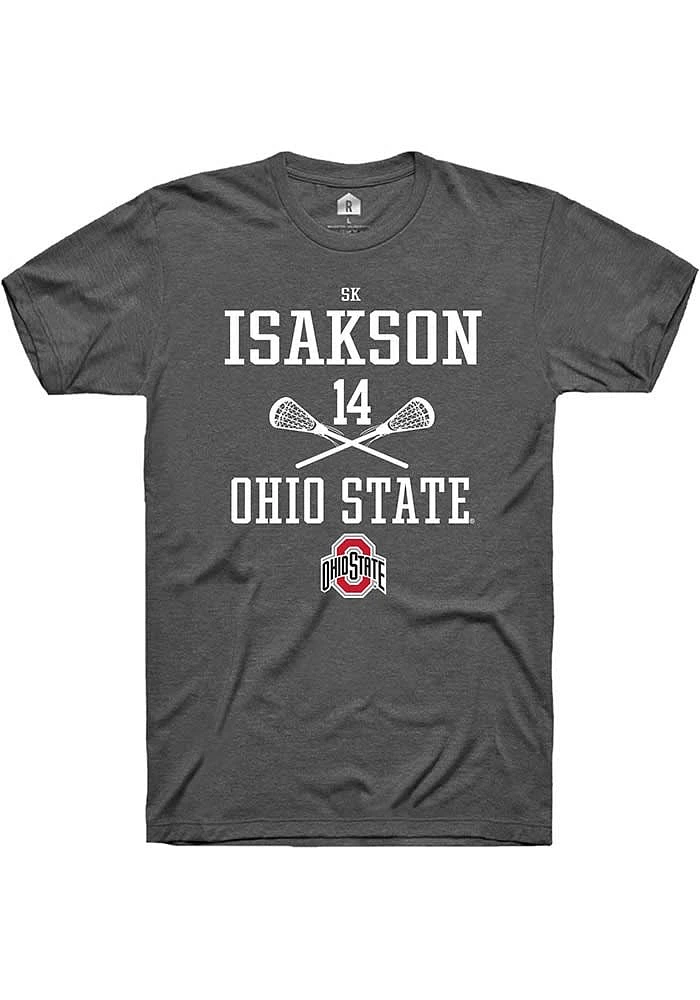 SK Isakson Ohio State Buckeyes Dark Grey Rally NIL Sport Icon Short Sleeve T Shirt