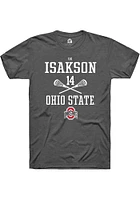 SK Isakson  Ohio State Buckeyes Dark Grey Rally NIL Sport Icon Short Sleeve T Shirt