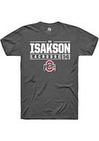 SK Isakson  Ohio State Buckeyes Dark Grey Rally NIL Stacked Box Short Sleeve T Shirt