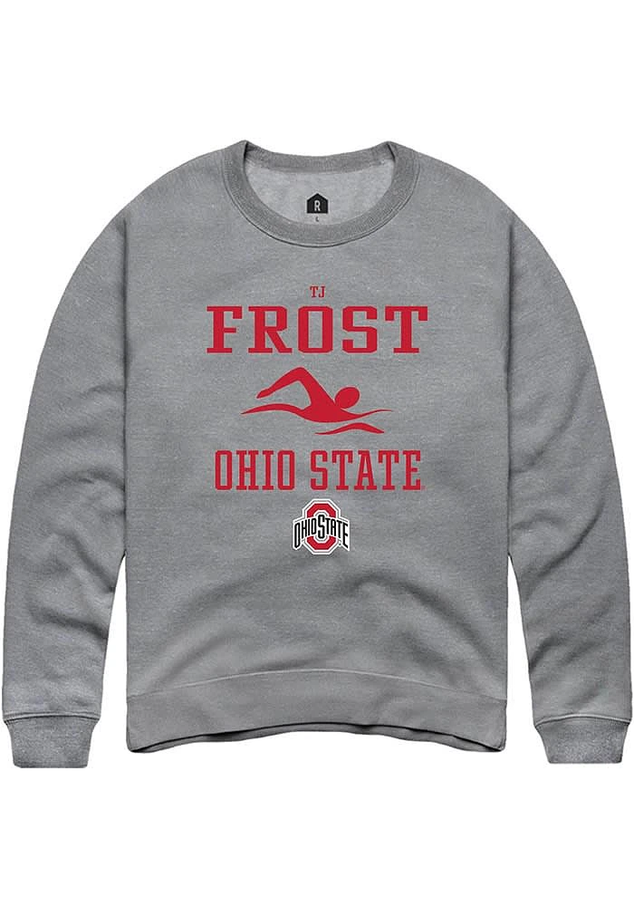 TJ Frost Rally Ohio State Buckeyes Mens Graphite NIL Sport Icon Long Sleeve Crew Sweatshirt