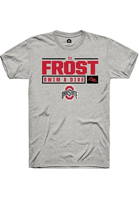 TJ Frost  Ohio State Buckeyes Ash Rally NIL Stacked Box Short Sleeve T Shirt