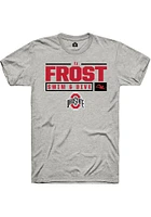 TJ Frost  Ohio State Buckeyes Ash Rally NIL Stacked Box Short Sleeve T Shirt