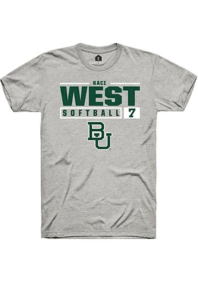 Kaci West  Baylor Bears Ash Rally NIL Stacked Box Short Sleeve T Shirt