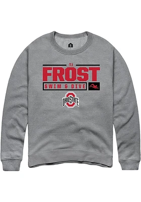 TJ Frost  Rally Ohio State Buckeyes Mens Graphite NIL Stacked Box Long Sleeve Crew Sweatshirt