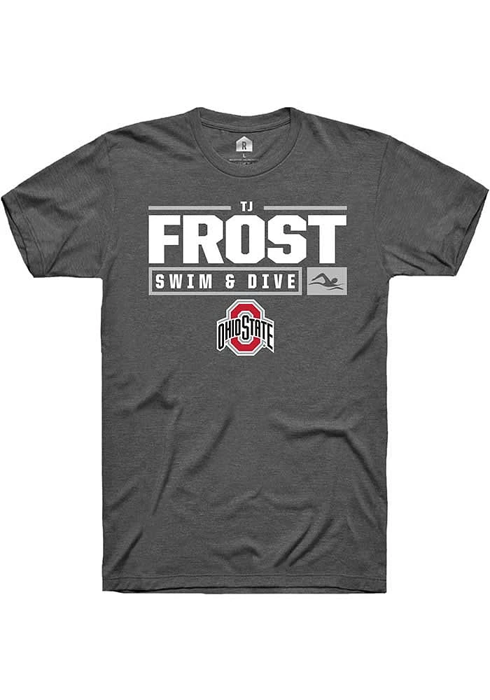 TJ Frost Ohio State Buckeyes Dark Grey Rally NIL Stacked Box Short Sleeve T Shirt