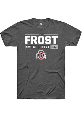 TJ Frost  Ohio State Buckeyes Dark Grey Rally NIL Stacked Box Short Sleeve T Shirt