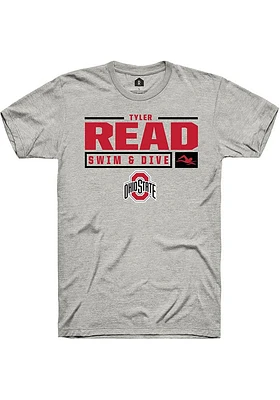Tyler Read  Ohio State Buckeyes Ash Rally NIL Stacked Box Short Sleeve T Shirt