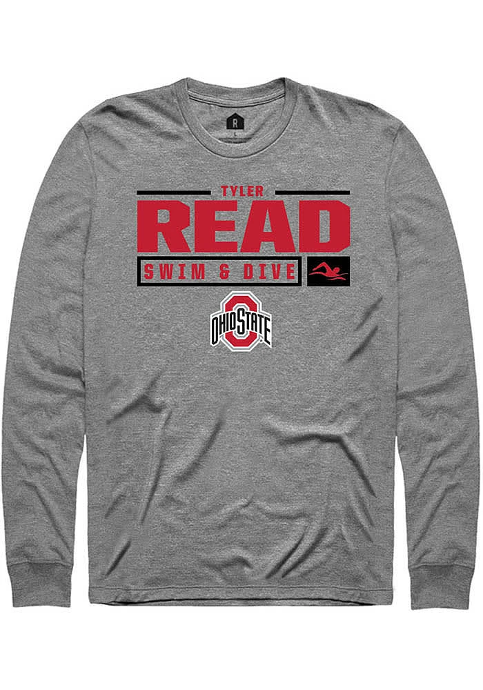Tyler Read Ohio State Buckeyes Graphite Rally NIL Stacked Box Long Sleeve T Shirt