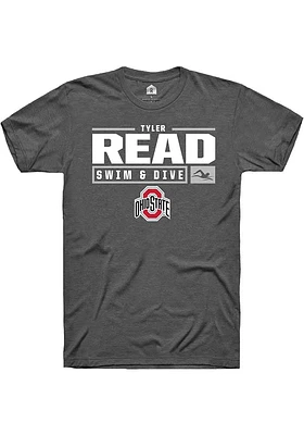 Tyler Read  Ohio State Buckeyes Dark Grey Rally NIL Stacked Box Short Sleeve T Shirt