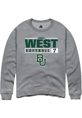Kaci West  Rally Baylor Bears Mens Graphite NIL Stacked Box Long Sleeve Crew Sweatshirt