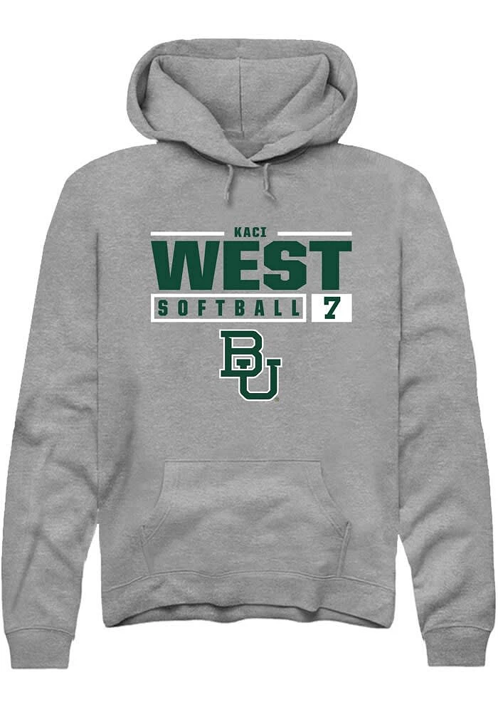 Kaci West Rally Baylor Bears Mens Graphite NIL Stacked Box Long Sleeve Hoodie