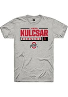 Viktor Kulcsar  Ohio State Buckeyes Ash Rally NIL Stacked Box Short Sleeve T Shirt
