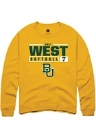 Kaci West  Rally Baylor Bears Mens Gold NIL Stacked Box Long Sleeve Crew Sweatshirt