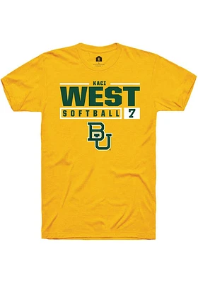 Kaci West  Baylor Bears Gold Rally NIL Stacked Box Short Sleeve T Shirt