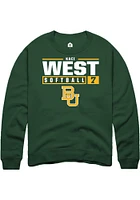 Kaci West  Rally Baylor Bears Mens Green NIL Stacked Box Long Sleeve Crew Sweatshirt