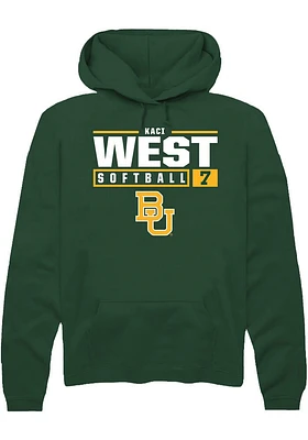 Kaci West  Rally Baylor Bears Mens Green NIL Stacked Box Long Sleeve Hoodie