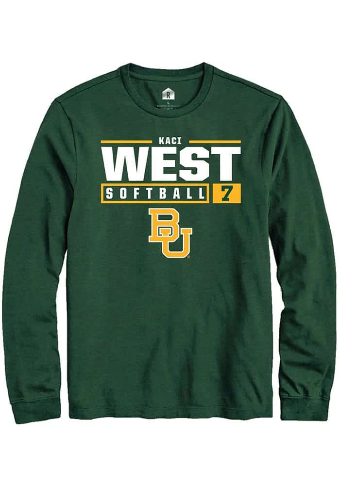 Kaci West Baylor Bears Green Rally NIL Stacked Box Long Sleeve T Shirt