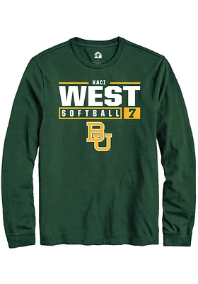 Kaci West  Baylor Bears Green Rally NIL Stacked Box Long Sleeve T Shirt