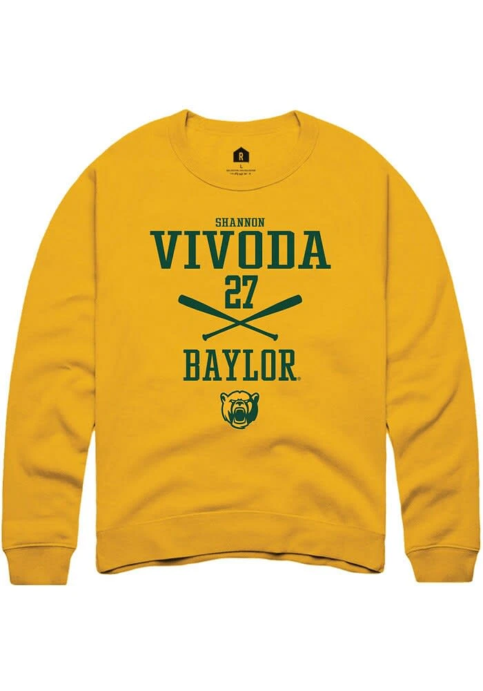 Shannon Vivoda  Rally Baylor Bears Mens Gold NIL Sport Icon Long Sleeve Crew Sweatshirt