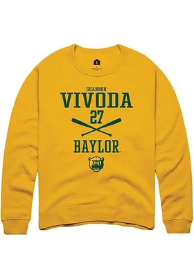 Shannon Vivoda  Rally Baylor Bears Mens Gold NIL Sport Icon Long Sleeve Crew Sweatshirt