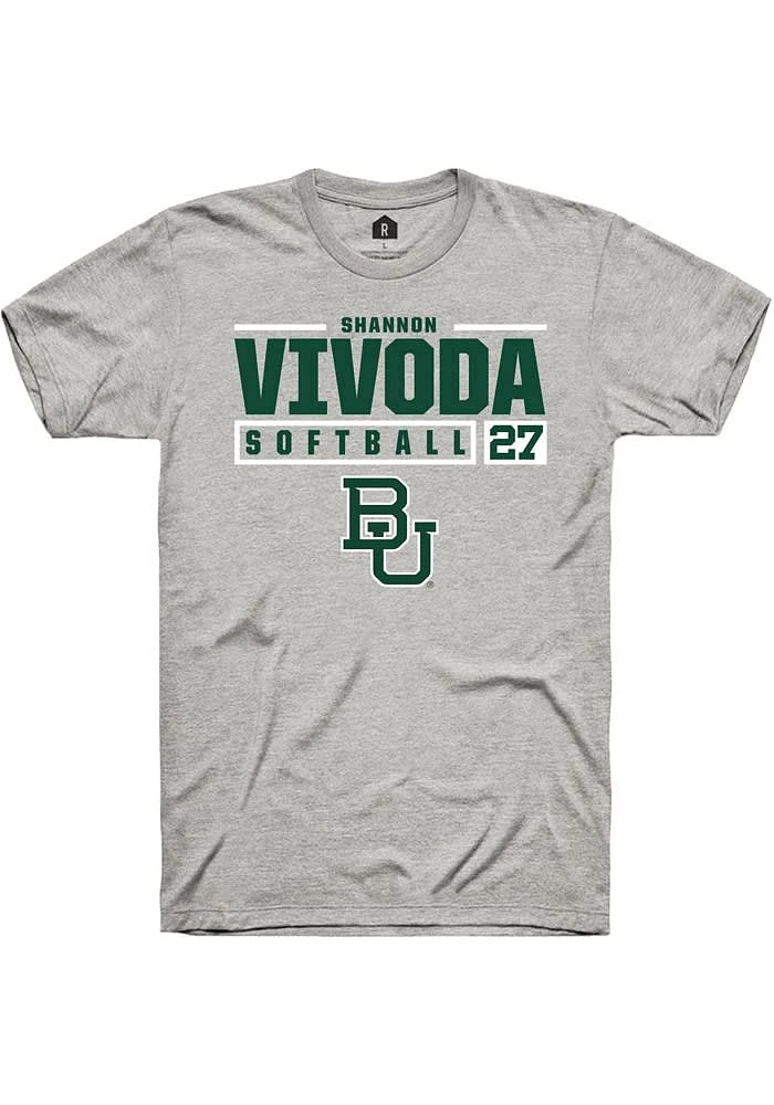 Shannon Vivoda Baylor Bears Ash Rally NIL Stacked Box Short Sleeve T Shirt